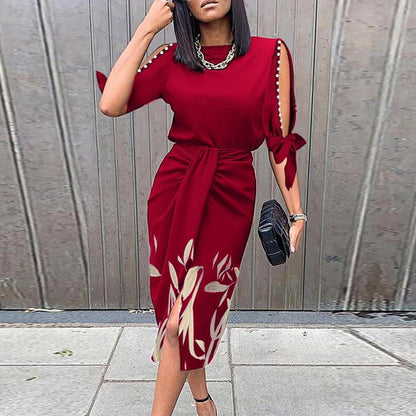 Louise - Robe de mode à imprimé floral Rouge