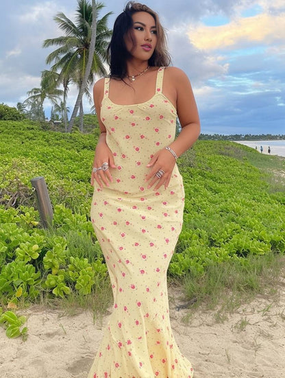 Louna – Robe Longue Fleurie Volantée Élégante Sans Manches 5