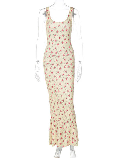 Louna – Robe Longue Fleurie Volantée Élégante Sans Manches 7