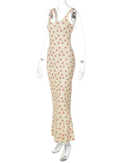 Louna – Robe Longue Fleurie Volantée Élégante Sans Manches 8