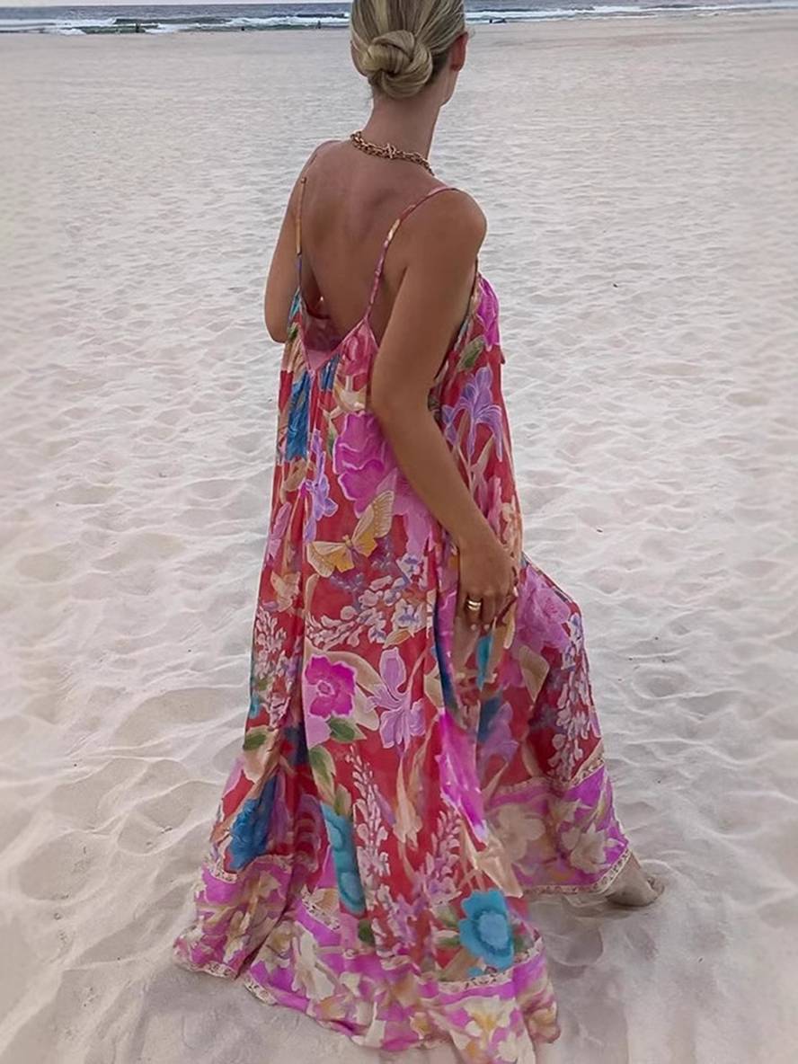 Lydie – Robe Longue Fleurie Hawaïenne Décontractée Sans Manches 2
