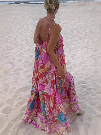 Lydie – Robe Longue Fleurie Hawaïenne Décontractée Sans Manches 2