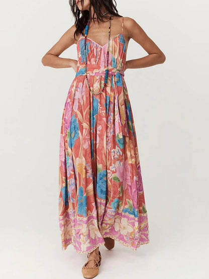 Lydie – Robe Longue Fleurie Hawaïenne Décontractée Sans Manches 5