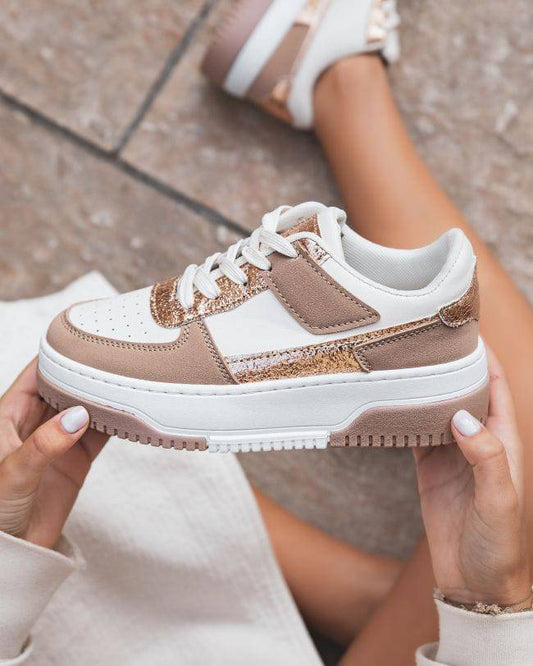 Margaux – Baskets Femme Taupe à Lacets Confortables 1