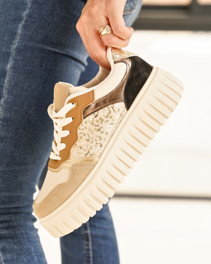 Mireille – Baskets Compensées Femme Taupe Semelle Épaisse 2