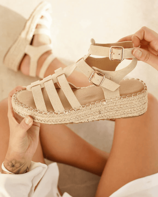 Ninon – Sandales Femme Plateforme Spartiate Beige Stylée 1