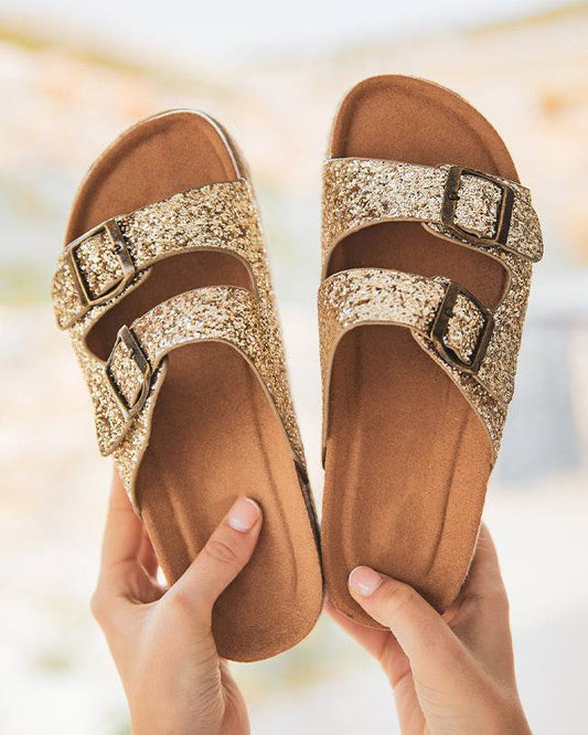 Oriane – Sandales Femme Plateforme Mule Dorées Élégantes 1