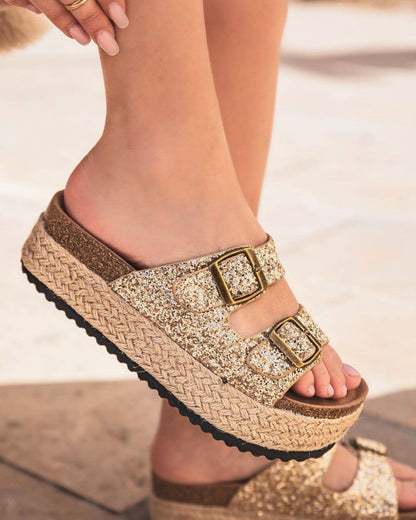 Oriane – Sandales Femme Plateforme Mule Dorées Élégantes 3