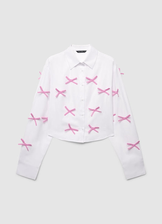 Crop shirt with bow appliqués Optical white