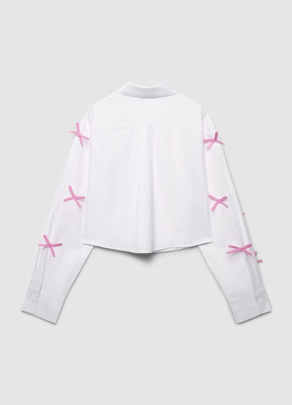 Crop shirt with bow appliqués Optical white