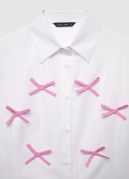 Crop shirt with bow appliqués Optical white