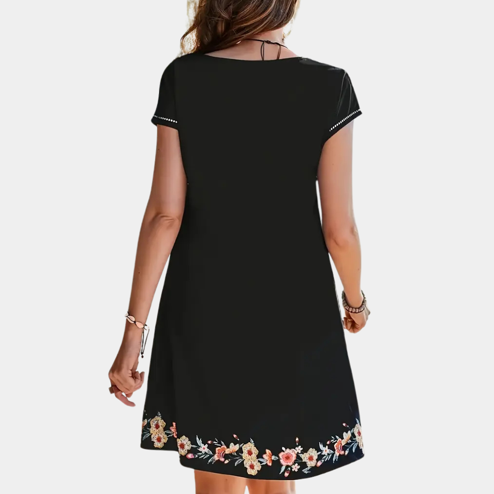 Écaterina - Robe d'été noire à fleurs Noir 2