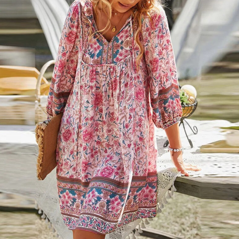Édith - Robe d'été bohème de style Rose