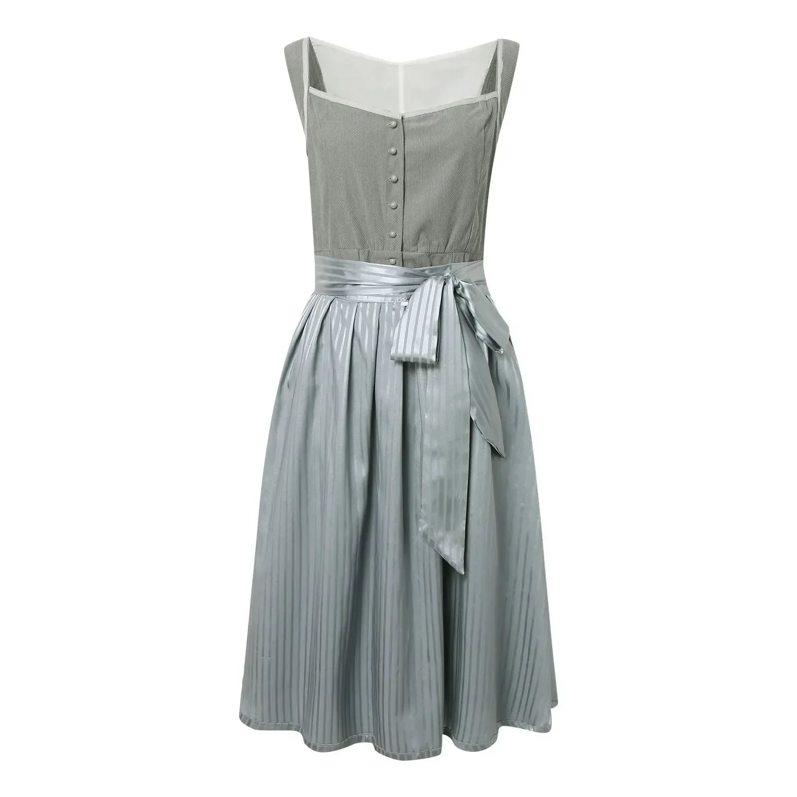 Élaine - Robe dirnd à manches longues pour femme avec noeud Bleu 2
