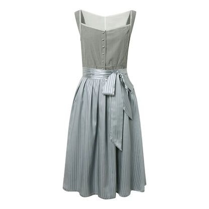 Élaine - Robe dirnd à manches longues pour femme avec noeud Bleu 2