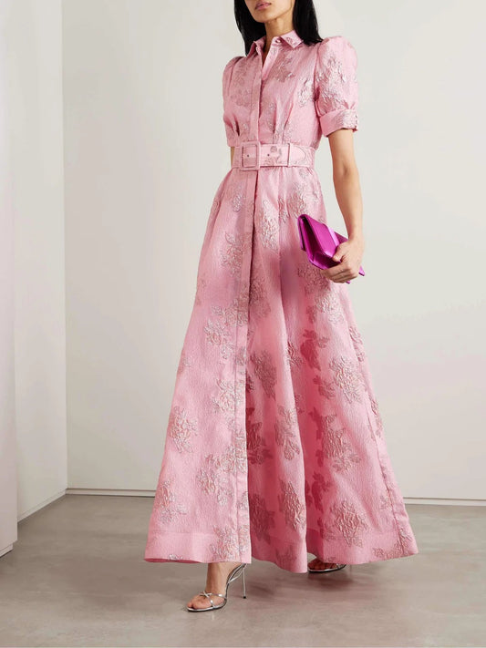 Élise - Robe à manches courtes bouffantes pour femme Rose