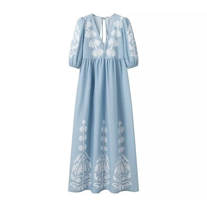 Élissa - Robe imprimée pour une élégance sans effort Bleu ciel 3