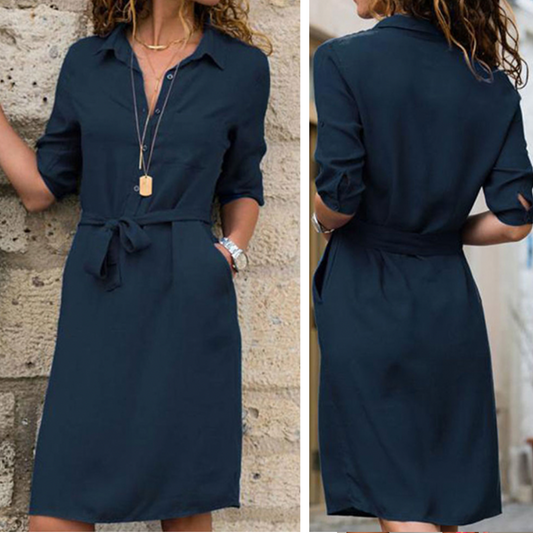 Élita - Robe Cache-Coeur Casual Pour Femme Bleu foncé