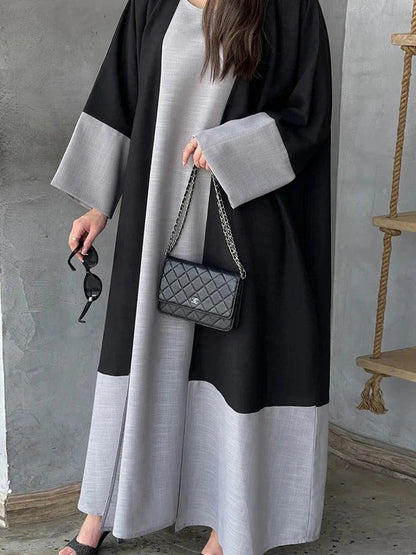 Émilie - Ensemble abaya deux pièces avec caftan pour femme Gris